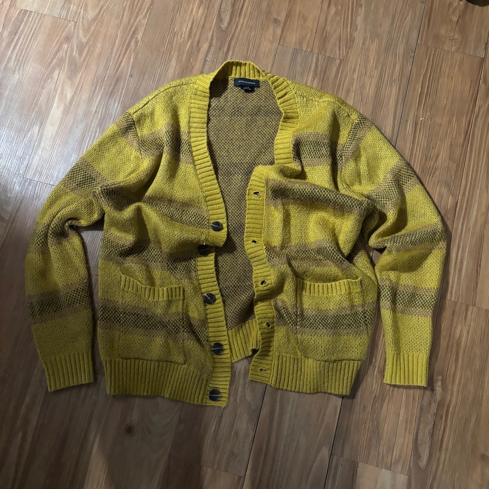 Cotton On Mustard Yellow Stripe Knit Cardigan